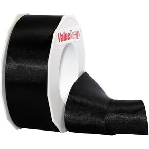 Value Ribbon Double Face Satin Ribbon 1/4" X 50 YD Black Ribbon for Gift Wrapping, Birthday Gift Cards, Satin Dress for Women, Silk Ribbons for Crafts, Wedding Gifts for Couple in Kuwait