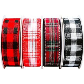4 Colors Total 20 Yard Fall Ribbon 1 Inch Dark Red/Orange/Moss Green/Brown No Wire Burlap Harvest Thanksgiving Farbic Ribbon for Big Bow,Wreath,Outdoor Decoration (Fall Set) in Kuwait