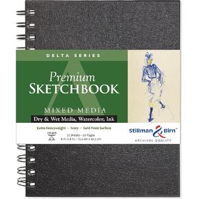 Stillman & Birn Delta Series Wirebound Sketchbook, 7" x 7", 270 gsm (Extra Heavyweight), Ivory Paper, Cold Press Surface in Kuwait