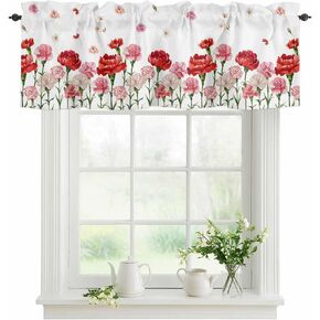 Valentines Valance for Windows Love Heart Curtains Valances Green Buffalo Plaid Rod Pocket Valance Window Treatments Eucalyptus Leaves Valentine Short Curtains for Kitchen Living Room Bedroom 54x18 in Kuwait