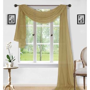 Sapphire Home Window Scarf Valance Curtains - Extra Long Sheer Valances for Windows - Voile Swag Curtains for Living Room, Kitchen, and Bedroom Decor, Weddings, Events - 37" x 216" - 1 pc - Royal Blue in Kuwait