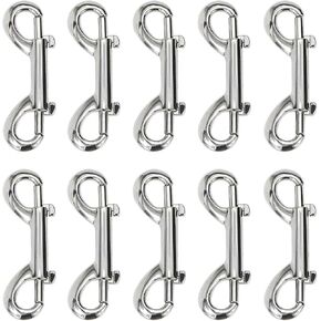 Metal Double Ended Bolt Snap Trigger Chain Diving Clips for Water Bucket Pet Feed Bucket Agricultural Equine Home Dog Leash Garage Use (4" (10cm), 10 Pack) in Kuwait