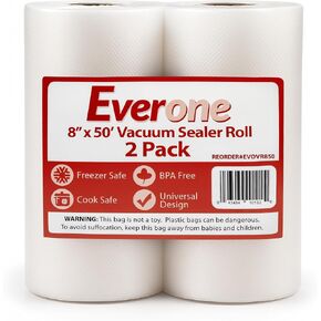 EverOne Vacuum Sealer Bag Roll for Sous Vide & Food Saver, 8" X 50', 2 Count in Kuwait