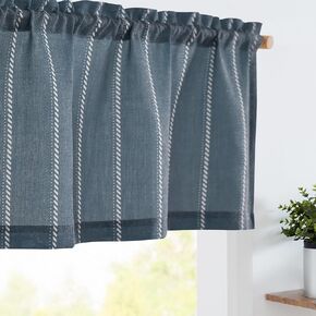 jinchan Nautical Valance Striped Linen Curtain 16 Inches Farmhouse Valance Curtain for Living Room Kitchen Cafe Light Filtering Rustic Half Window Curtains Pinstripe Valance Rod Pocket 1 Panel Green in Kuwait