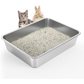 Stainless Steel Cat Litter Box, 6in Cat Litter Pan for Cats and Rabbits, Metal Litter Box High Sides Nonstick Odor Control Anti-Corrosion in Kuwait