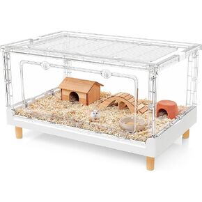 Ruexue Hamster Cage & Guinea Pig Cages,Fully Transparent and Eco-Friendly Large Acrylic Cage for Small Animal Pets,Such as:Bearded Dragon,Rat,Hedgehog,Chameleon,Iguana, etc (27.5Lx16.9Wx13.4H Inches) in Kuwait
