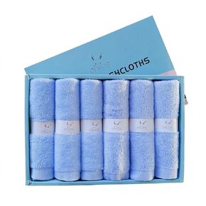 elves Luxury Bamboo Fiber Face Cloth - Soft Washcloths for Baby & Adult Sensitive Skin- Organic Wash Clothes 10'' x 10'' - Reusable Makeup Remover Face Towel - Set of 6 (Grey) in Kuwait