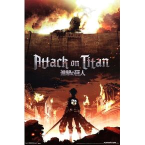 تريندز انترناشونال ملصق حائط مطبوع عليه Attack on Titan Fire مقاس 22.4 انش × 34 انش، نسخة غير مؤطرة in Kuwait