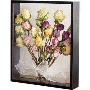 Wooden Dried Flower Photo Frame Dried Flower Display Stand Decorative Floating Photo Frame,Double Sided Plexiglass Shadow Box Picture Frame,for Display Dried Flowers,Handicrafts(black-8x12) in Kuwait