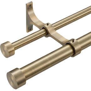 Double Curtain Rods with Aluminum End Cap and Full Surround Brackets,1"Front and 5/8" Back Rod,Adjustable between 72 to 144 Inches (6-12 Feet), Warm Gold Double Window Drapery Rod in Kuwait