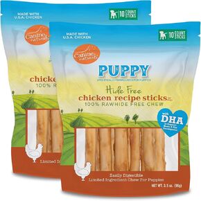 Canine Naturals Puppy Chicken and Rice Chew - Rawhide Free Puppy Treats - Made with USA Chicken - All-Natural & Easily Digestible - 10 Pack of 5-Inch Sticks for Puppies in Kuwait
