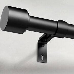 GEEBOBO Black Curtain Rods for Windows 18 to 28 Inch, 1 Inch Adjustable Heavy Duty Easy Install Curtain Rods Set for Outdoor, Patio, Farmhouse, Bedroom, Living Room (Black, 15"-28") in Kuwait
