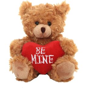 Plushland Stuffed Mocha Heart Bear – Love You- Plush Bear Toy for Kids & Adults - Embroidered Heart Pillow - Brown-6 inches in Kuwait