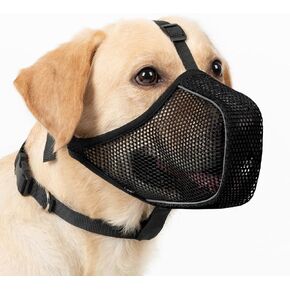 Mayerzon Dog Muzzle, Patented Mesh Soft Muzzles for Large Medium Small Dogs Poodle Husky Doberman Labrador Retriever for Scavenging Grooming Biting Chewing, Breathable Reflective Mussel with Collar in Kuwait