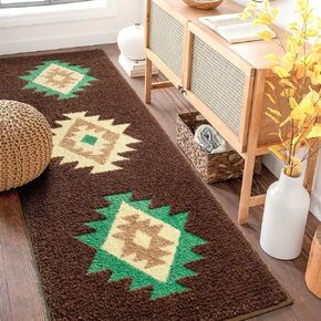 DEXDE Boho Bathroom Rugs Black Aztec Bath Mat Non Slip Long Bathroom Rug Runner Luxury Soft Absorbent Carpet for Bathroom Shower Kitchen Entryway Modern Western 20x47 in Kuwait