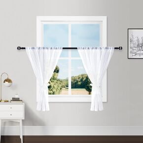 Hiasan Christmas Olive Green Sheer Curtains 96 Inches Long with Tiebacks, Lightweight and Light Filtering Voile Drapes Rod Pocket Window Curtains for Bedroom, Living Room, W52 x L96, 2 Panels in Kuwait