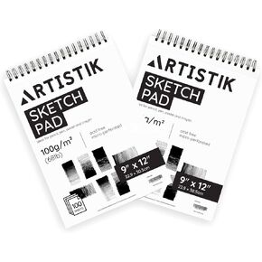 Sketch Pad 9"x12", 2 Pack, 100 GSM, 100 Sheets Perforated (Pack of 2 - Jumbo Sketchbook Pads 9" x 12") in Kuwait