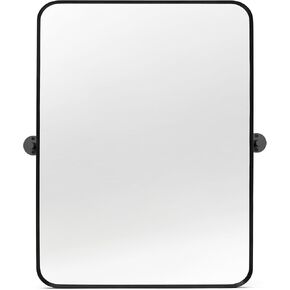 20" x 30" Pivot Rectangle Bathroom Mirror Tilting Beveled Black Metal Framed Vanity Mirrors for Wall, Tempered Glass in Kuwait