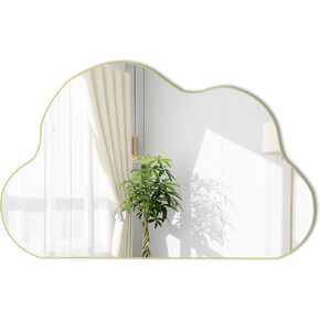 POZINO Gold Irregular Mirror, 33.5"x20.5" Cloud Shaped Mirrors, Asymmetrical Wall Mirror, Abstract Funky Frameless Mirrors for Living Room Bathroom Bedroom Entryway Fireplace in Kuwait