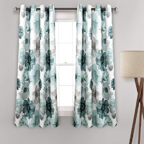 Lush Decor Leah Floral Sheer Window Curtain Panels Pair 52"W x 84"L Blue - Floral Curtains for Bedroom - Sheer Curtains for Living Room in Kuwait