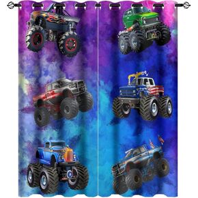 Cool Cartoon Monster Truck Ultra Soft Premier Blackout Curtains,Kids Boys Shabby Monster Trucks PrintThermal Insulated Bedroom Noise Reducing Patio Door Grommet Top,2 Panels 63L x 27.5W in Kuwait
