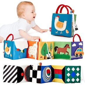 hahaland Baby Toys 0-6 Months - High Contrast Newborn Toys - Baby Tummy Time Books 0-6 Months with Crinkle, Squeaky Sounds, Touch Feel, Visual Stimulation - Christmas in Kuwait