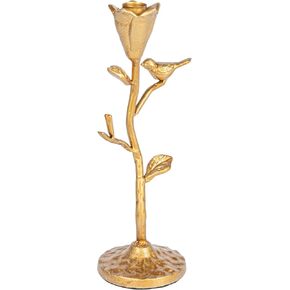 Creative Co-Op Hand-Forged Cast Iron Candelabra with Flowers and Bird, Holds 2, Gold Taper Holder in Kuwait