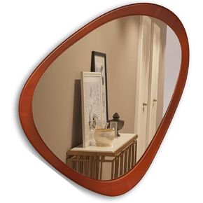 COOL2DAY Rustic Wood Wall Mirror for Bathroom,Irregular Design Decorative Wood Framed Mirror Farmhouse Style Decor Mirror for Living Room Entryway Bedroom Dresser(12" 15") in Kuwait