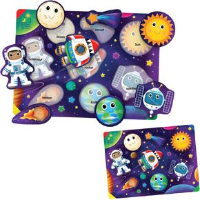 The Learning Journey: Space Puzzle Lift & Learn - 26 Piece Puzzle - Astronaut Moon Sun Puzzles for Toddlers - Preschool Games & Activities for Preschool Games & Activities for Children Ages 2-5 Years in Kuwait