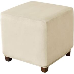 Ottoman Cover Square Velvet Ottoman Covers Protector for Footrest Foot Stool Furniture Stretch Comfortable with Elastic Bottom Small Blue in Kuwait