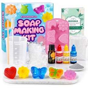 EDSRDRUS DIY Soap Making Kit Supplies for Beginners – 2lbs Melt and Pour Soap Base, Flowers, Molds, Essential Oils, Pigments, 10 Gift Boxes & Bags Included! in Kuwait