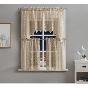 Warm Home Designs 3 Piece White Kitchen Window Curtains Set Includes 2 36 Inch Curtains & Kitchen Valance. Apple Kitchen Curtains Set for Apple Decor or Apple Kitchen Decor. KI White Apple in Kuwait