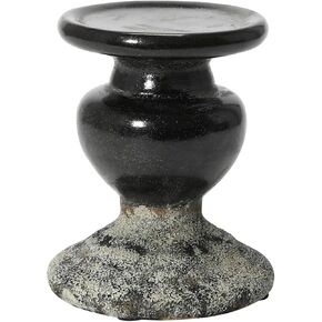 Creative Co-Op 2-Tone Sculptural Terracotta Pillar Candle Holder, Distressed Green in Kuwait