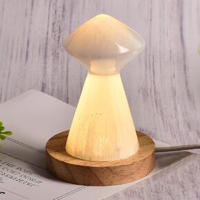 JIC Gem USB Selenite Lamp Twin Tower Healing Crystal Lamp Natural Selenite Skyscraper Lamp 6 Inch with Wooden LED Light Stand Base in Kuwait