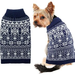 Dog Sweater Christmas, Winter Warm Pet Clothes for Small Medium Large Dogs, Cute Pink Snowflake Pattern Turtleneck Dog Pullover Sweater Knitwear for Holiday Party Daily Wear in Kuwait