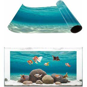 T&H XHome Aquarium Décor Backgrounds Pure Blue Water Pattern Fish Tank Background Aquarium Sticker Wallpaper Decoration Picture PVC Adhesive Poster 30.4" W x 12.4" H in Kuwait