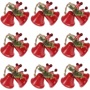 24 Pcs Christmas Jingle Bells 2" Star Cutouts Metal Decorative Bells with Ribbons Xmas Tree Ornaments for Wreath Festival Crafts Home Decorations in Kuwait