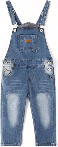 ملابس عمل من قماش الدنيم للفتيات الصغيرات من KIDSCOOL SPACE، ملابس عمل جينز ممزقة قابلة للتعديل للأطفال الصغار in Kuwait