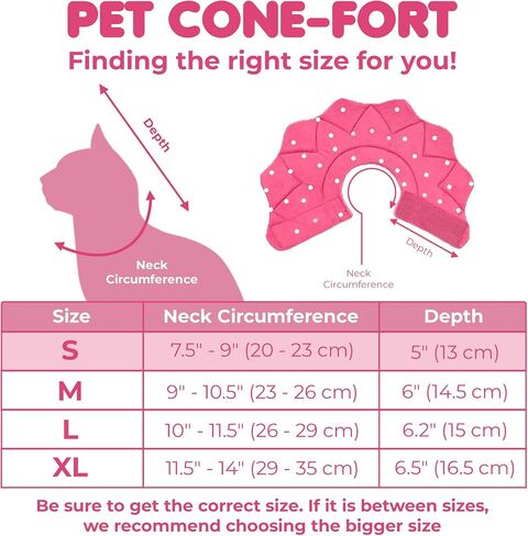 SunGrow Cat Cone Collar Soft Washable, Cat Recovery E Collar Sleep Cone After Surgery to Stop Licking, Pet Cone of Shame Alternatives, Scratch & Bite Proof Grooming Soft Cone for Easy Nail Cutting in Kuwait