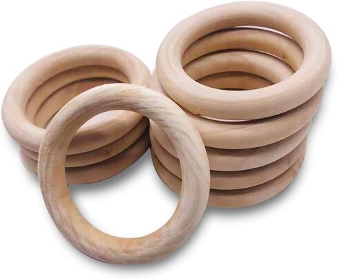 30Pcs Unfinished Wooden Rings Natural Wood Rings Without Paint 2.15"(55mm) for Craft DIY Ring Pendant Connectors Jewelry Making in Kuwait
