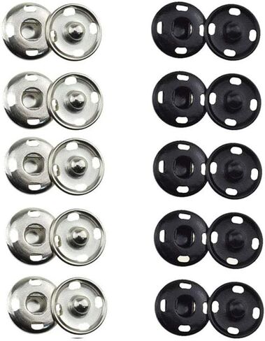 Hao Pro Sew on Snap Button 8,10mm Dia Press Stud Metal Fastener Stay Put Close Clip Tightly Smooth Touch for Sew Clothes DIY Craft Thick Cotton Black Silver 80pcs in Kuwait
