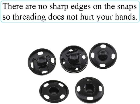 Hao Pro Sew on Snap Button 8,10mm Dia Press Stud Metal Fastener Stay Put Close Clip Tightly Smooth Touch for Sew Clothes DIY Craft Thick Cotton Black Silver 80pcs in Kuwait
