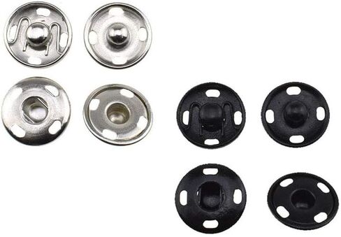 Hao Pro Sew on Snap Button 8,10mm Dia Press Stud Metal Fastener Stay Put Close Clip Tightly Smooth Touch for Sew Clothes DIY Craft Thick Cotton Black Silver 80pcs in Kuwait