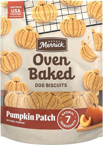 Merrick Oven Baked Dog Treats, Pumpkin Patch with Real Pumpkin, Natural Dog Biscuits - 11 oz. Bag in Kuwait