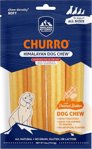 yaky CHURRO Himalaya Cheese Treats | Lactose Free | Gluten Free | Grain Free | USA MADE | for All Breeds | 4 CHURROs per Pouch | Original Cheese Flavor in Kuwait