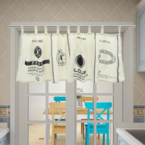 Abaodam Kitchen Curtains Farmhouse for Windows valances Valance Vintage Short Window -Vintage Style Kitchen Short Curtains Cotton Window Valances Increase Short Kitchen Curtains Privacy in Kuwait