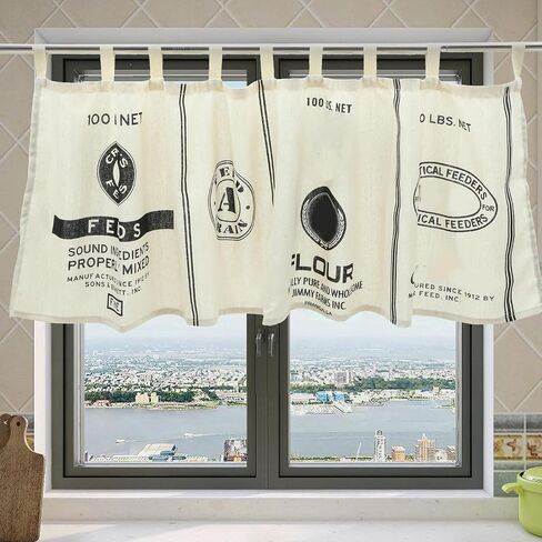 Abaodam Kitchen Curtains Farmhouse for Windows valances Valance Vintage Short Window -Vintage Style Kitchen Short Curtains Cotton Window Valances Increase Short Kitchen Curtains Privacy in Kuwait