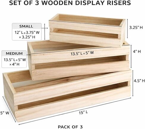 3 Pack Wood Craft Crate Caddy Set | Nesting, wood crates for display, wooden boxes for crafts, decorative wooden crate, Wood box storage crate, centerpieces for Home, bathroom and much more (Brown) in Kuwait