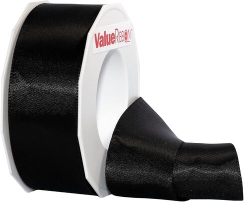 Value Ribbon Double Face Satin Ribbon 1/4" X 50 YD Black Ribbon for Gift Wrapping, Birthday Gift Cards, Satin Dress for Women, Silk Ribbons for Crafts, Wedding Gifts for Couple in Kuwait