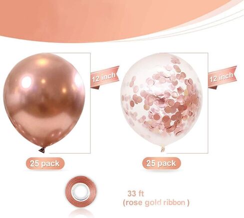 Pink and Gold Confetti Balloons, 60pcs Hot Pink Balloons Macaron Pink Balloons White Balloons Metallic Gold Balloons for Girls Birthday Baby Shower Bridal Shower Wedding Anniversary Party Decorations in Kuwait